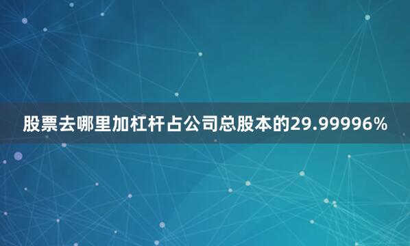 股票去哪里加杠杆占公司总股本的29.99996%